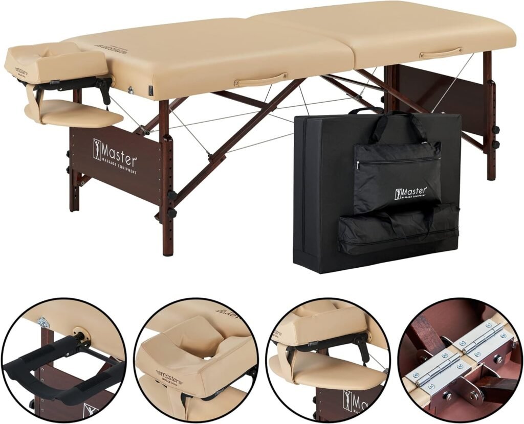 Master Massage 30 Del Ray Pro Portable Massage Table (30 Width x 84 Length) with Adjustable Table Height, 750lbs. Working Capacity- Massage Bed, Tattoo Table, Lash Table