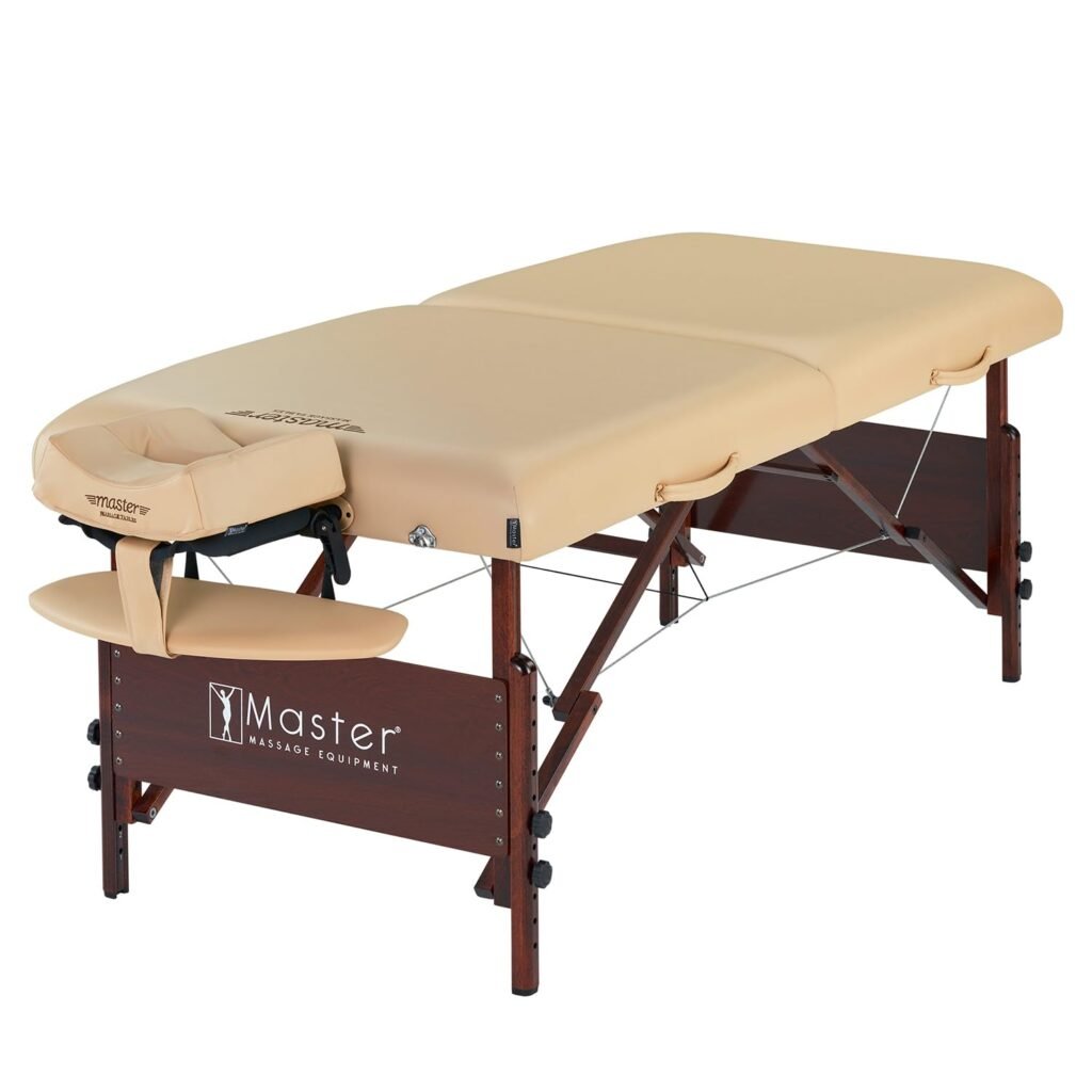 Master Massage 30 Del Ray Pro Portable Massage Table Package, Sand Color, Luxurious with 3 Thick Cushion of Foam