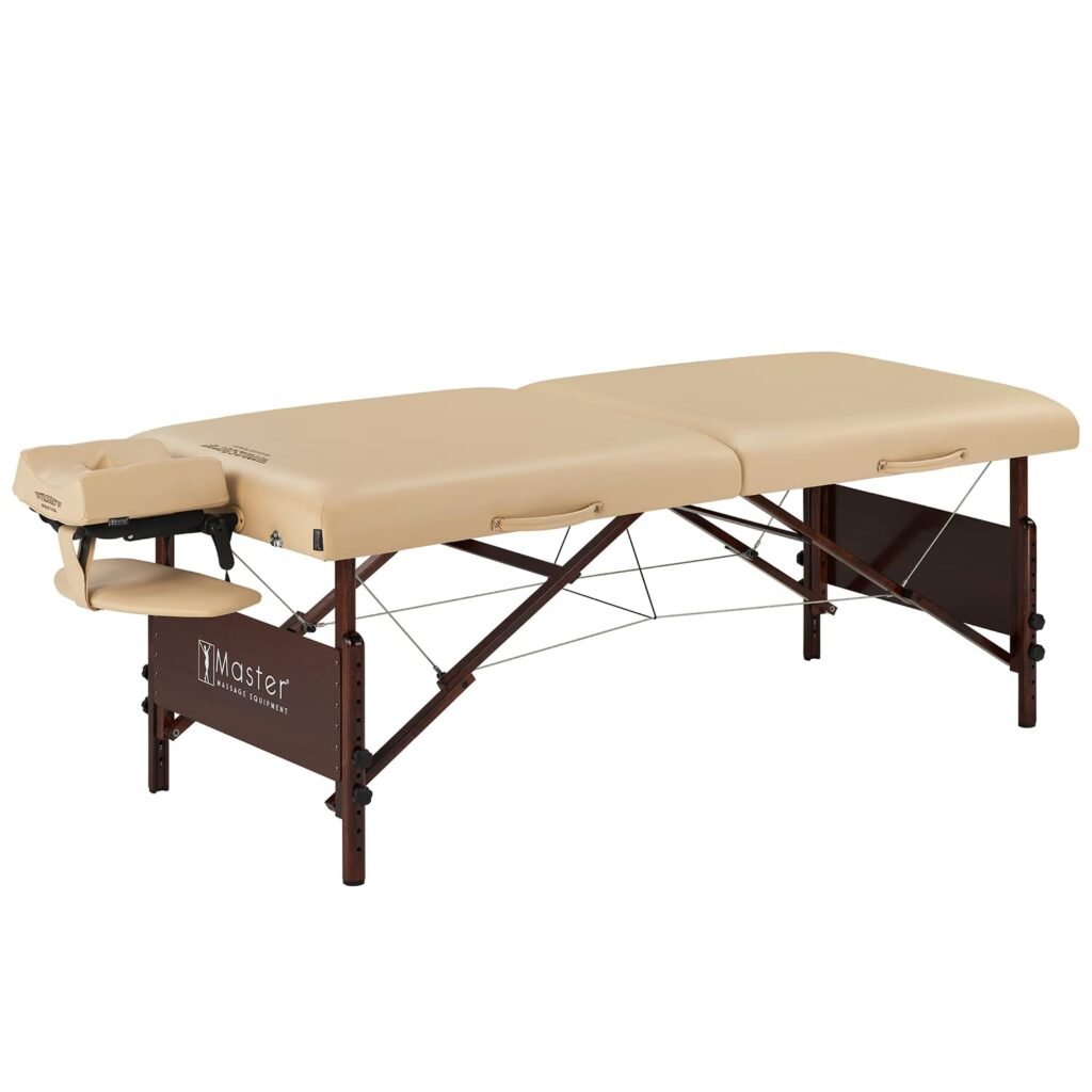 Master Massage 30 Del Ray Pro Portable Massage Table Package, Sand Color, Luxurious with 3 Thick Cushion of Foam