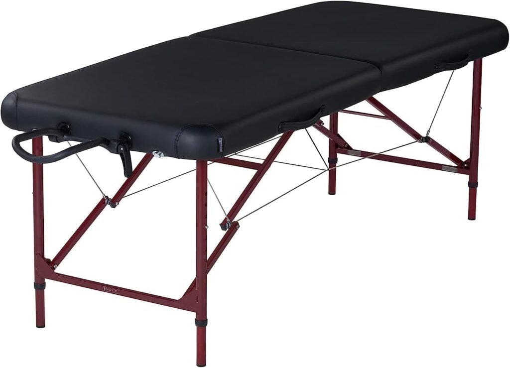 Master Massage Zephyr Lightweight Portable Massage Table Package- Tattoo Table- Spa Bed (Black, Maroon)