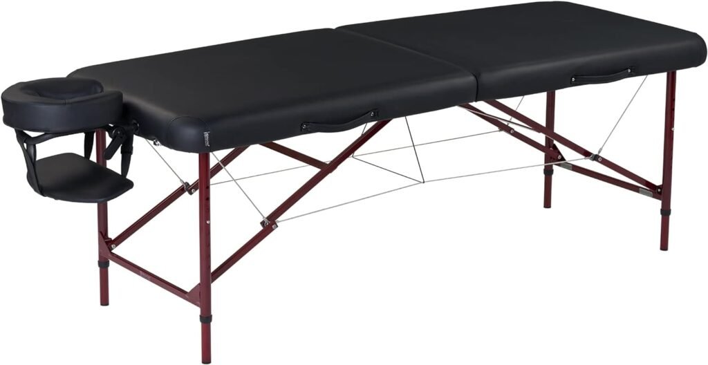 Master Massage Zephyr Lightweight Portable Massage Table Package- Tattoo Table- Spa Bed (Black, Maroon)