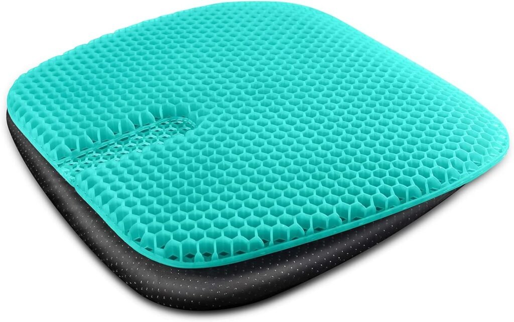 masteymoh Gel Seat Cushion for Long Sitting, Gel Cushions for Pressure Sores Relief, 18.5x17.3x1.2 Inches Cooling Gel Car Seat Cushion, Seat Cushions for Office Chairs with Breathable Nonslip Cover