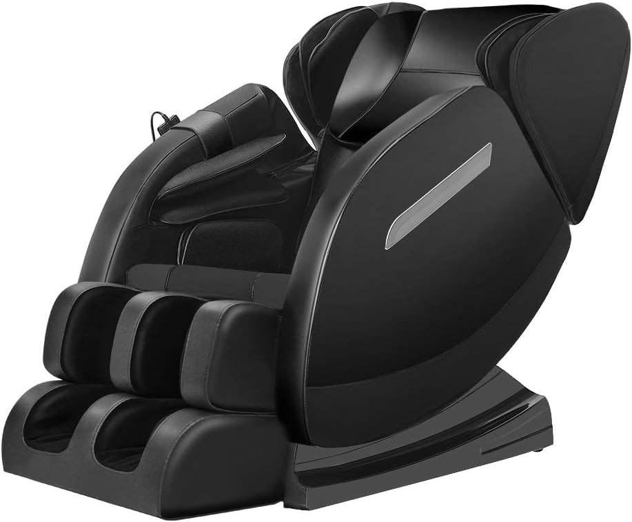 Max Relax Full Body Massage Chair,Zero Gravity Shiatsu Recliner with Air Bags,Back Heater,Foot Roller and Blue-Tooth Speaker,Black