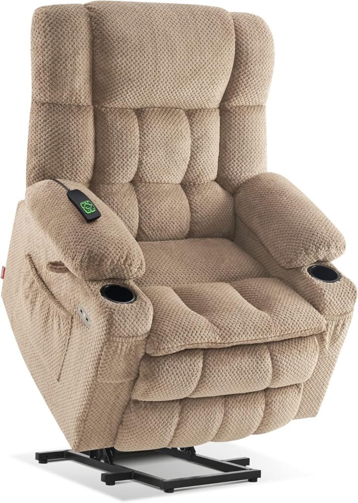 MCombo Dual Motor Power Lift Recliner Chair with Massage and Heat for Elderly People, Infinite Position, USB Ports, Cup Holders, Extended Footrest, Fabric 7890