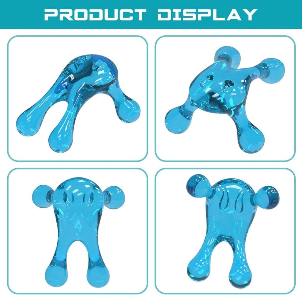 melonsun Palm Massage Tool- Easier Grip Four Point Massage Tool, Handheld Massage Tool for Women and Men- Comfortable Small Massage Tool for Whole Body Relief (Blue)