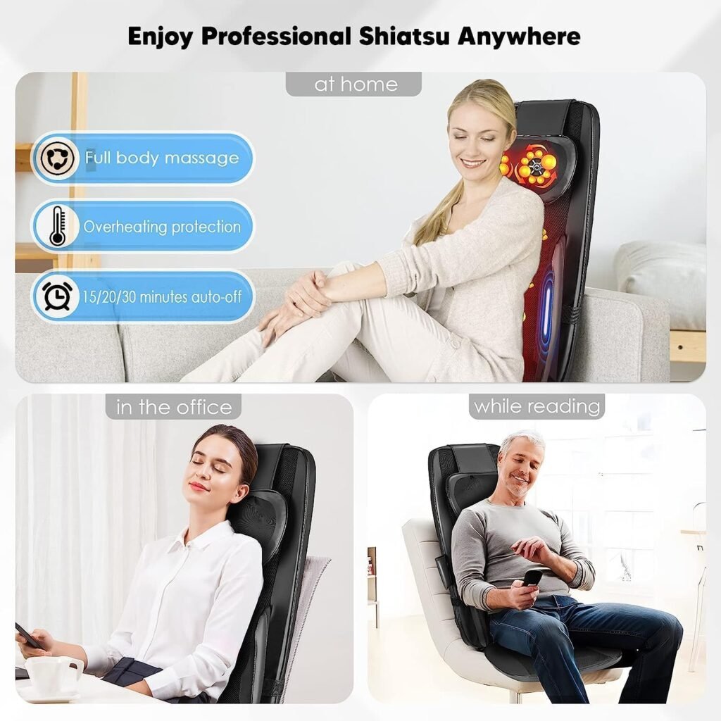 Mercy TOP Massage Chair Pad Massagers for Neck and Back Gifts for Men Women Mom Dad Massager Chair Pad for Back for Home Office use