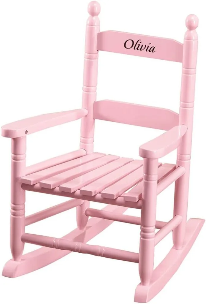 Miles Kimball Wood Personalized Pink Childrens Rocker - Black Font