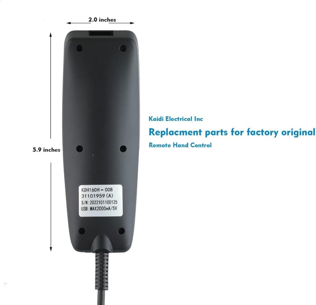 MineCtrl Lift Chairs Power Recliners 2 Button 5 Pin Prong KDH160H Remote Handset Controller Hand Control with USB and Backlight
