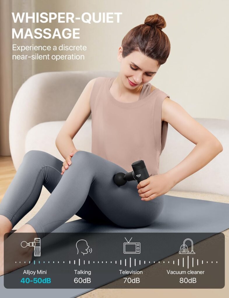 Mini Massage Gun Deep Tissue, Powerful Percussion Muscle Massager Gun with 4 Attachments, 4 Speed Settings, Compact Sports Handheld Massager for Muscles Neck Back Arms