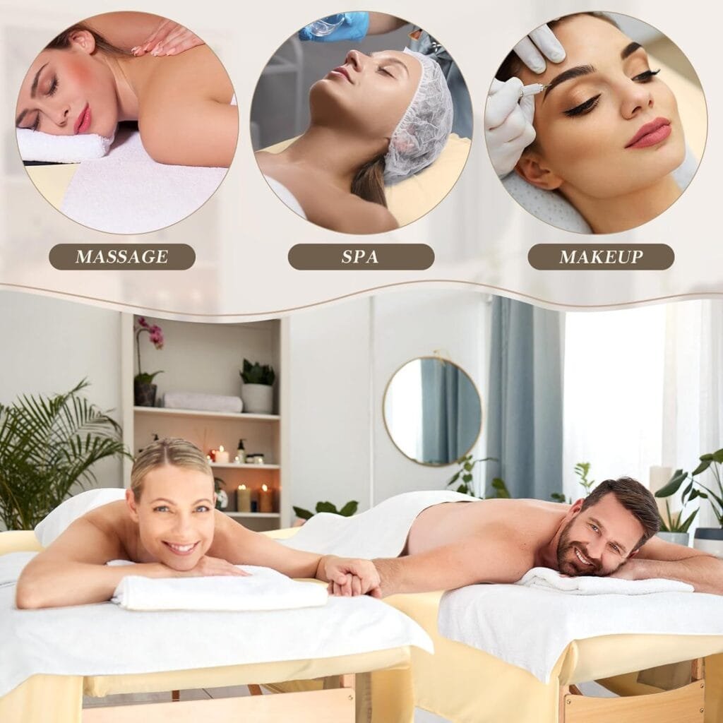 Mixweer 9 Pcs 3 Sets Massage Table Sheets Set Include Massage Bed Sheets Massage Bed Cover Massage Face Rest Cover Spa Bed Cover Washable Massage Fitted Sheet for Beauty Salon Spa Hair Salon (Beige)