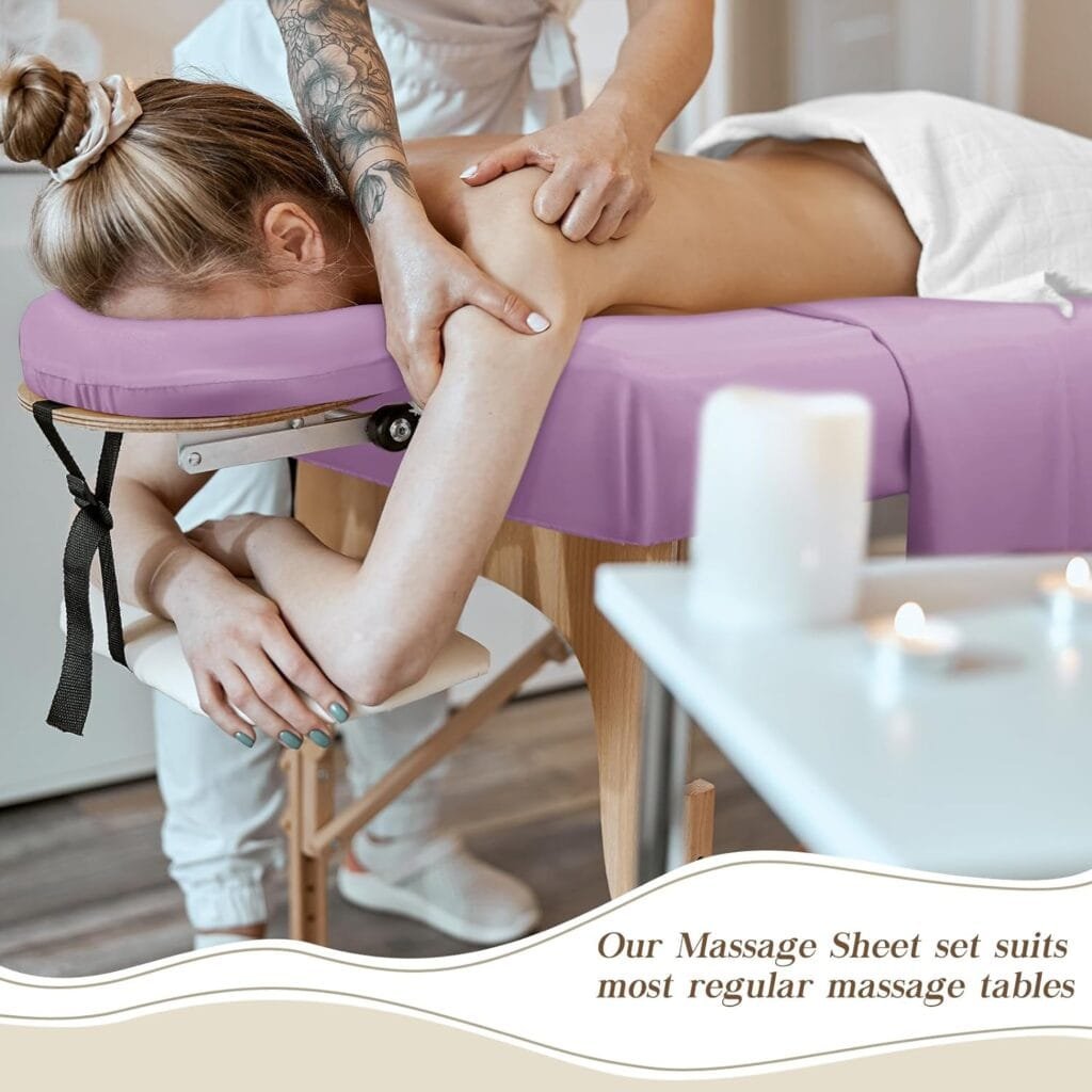 Mixweer 9 Pcs 3 Sets Massage Table Sheets Set Include Massage Bed Sheets Massage Bed Cover Massage Face Rest Cover Spa Bed Cover Washable Massage Fitted Sheet for Beauty Salon Spa Hair Salon (Beige)