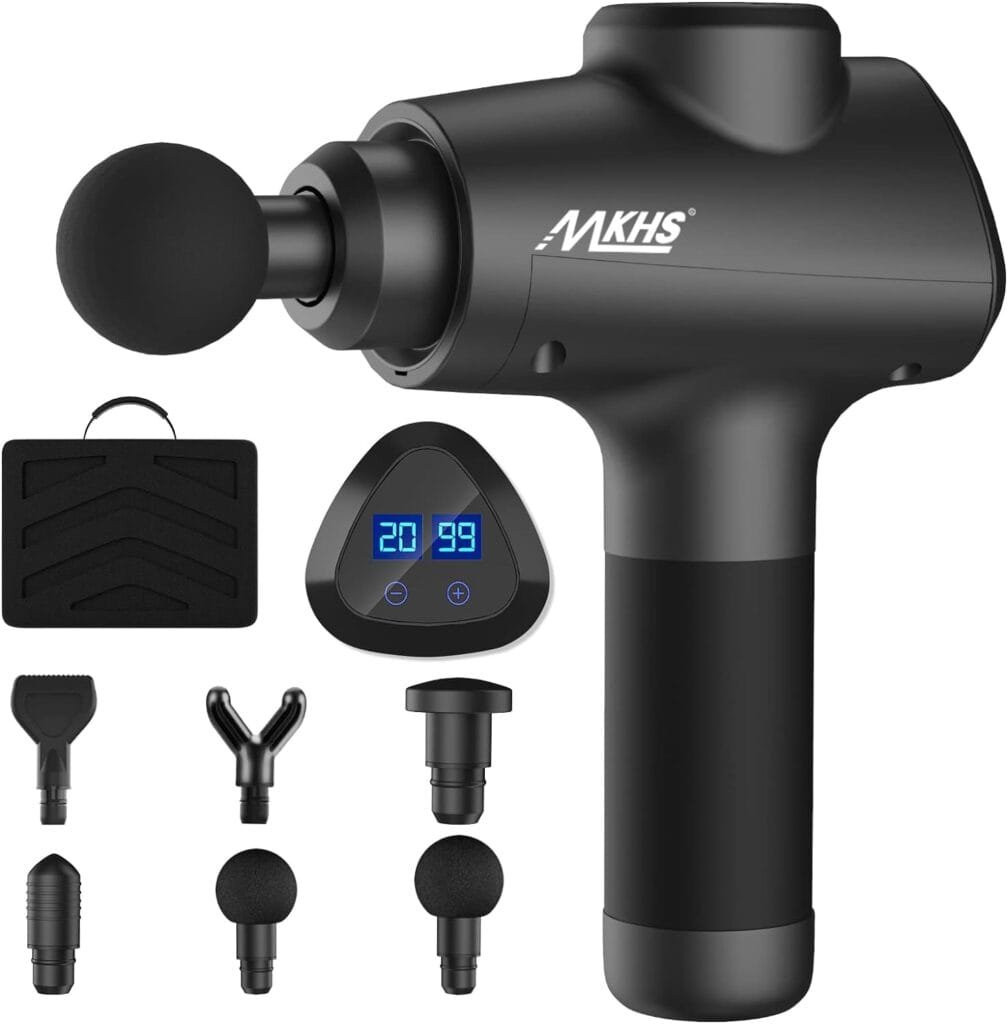 MKHS Massage Gun Deep Tissue Muscle Massage Gun with High-Tech Brushless Motor,Percussion Massage Gun for Athletes, Sharper Image Massage Gun,Black