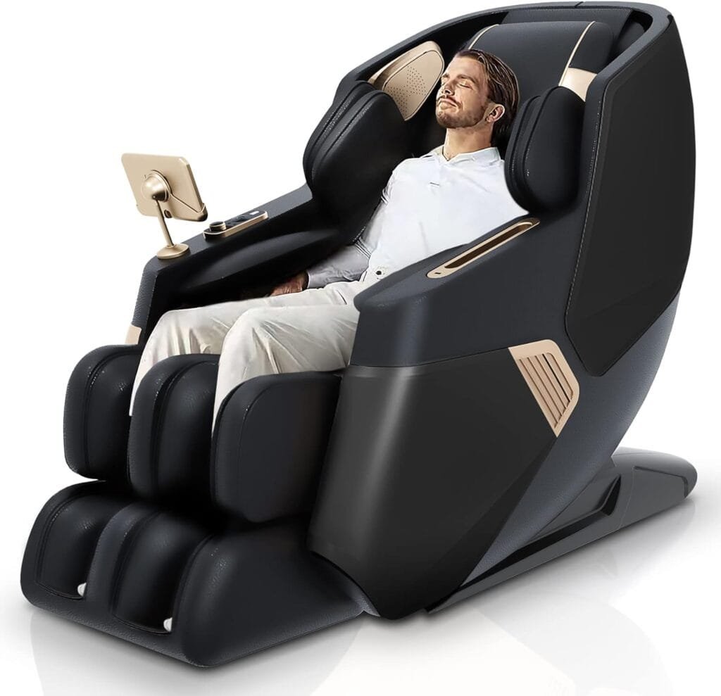 Molylex Massage Chair Full Body, SL-Track Recliner with Zero Gravity Function, AI Voice Control, Heating, Body Scan, Bluetooth Speaker, Airbags, Touch Screen, Foot Roller, Black, TOK-6803