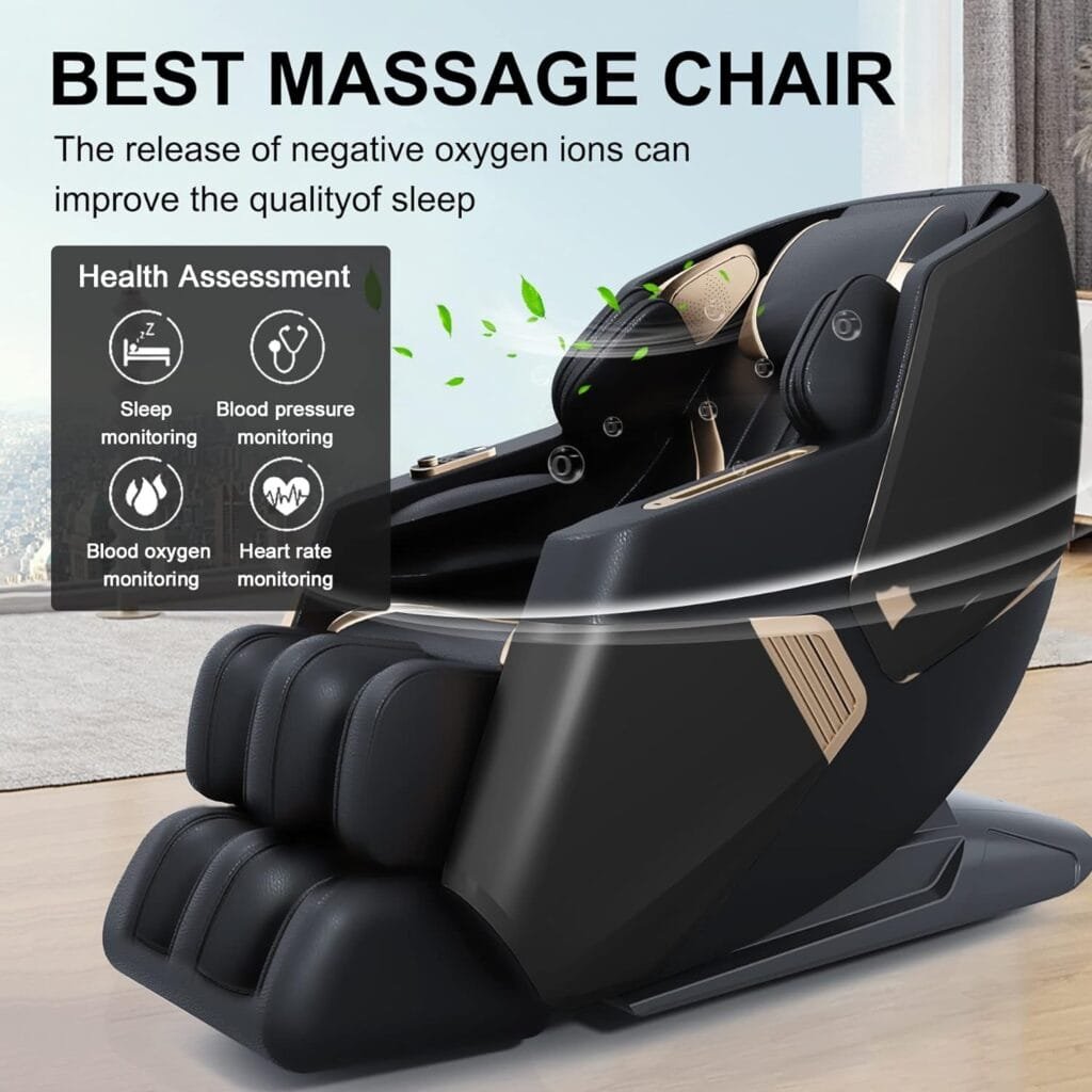 Molylex Massage Chair Full Body, SL-Track Recliner with Zero Gravity Function, AI Voice Control, Heating, Body Scan, Bluetooth Speaker, Airbags, Touch Screen, Foot Roller, Black, TOK-6803