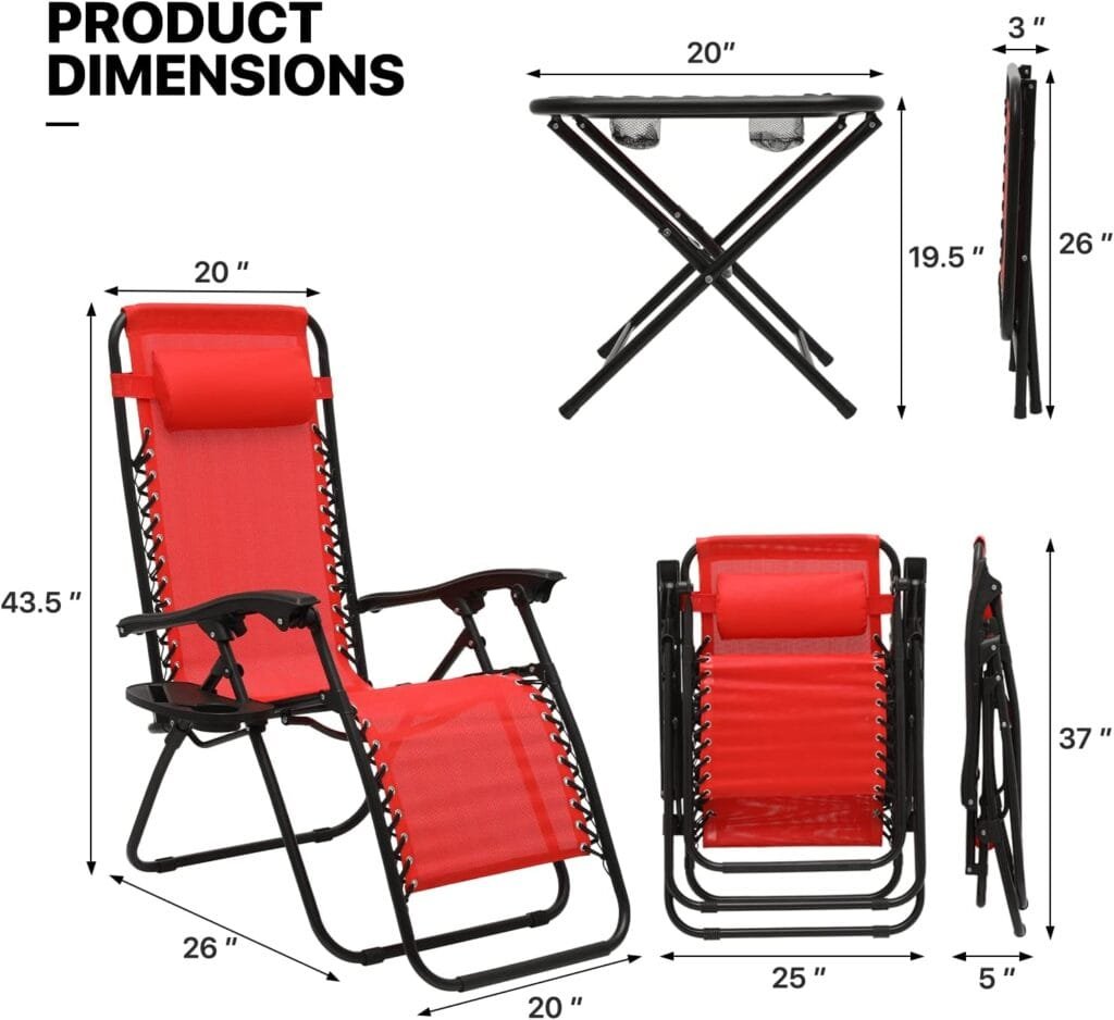 MoNiBloom Comfort Lounge Chairs with Headrest and Cup Holder Patio Lawn Chair Outdoor Recliner for Deck, Patio, Beach, Yard, Set of 2, 330lbs Capacity, Cream