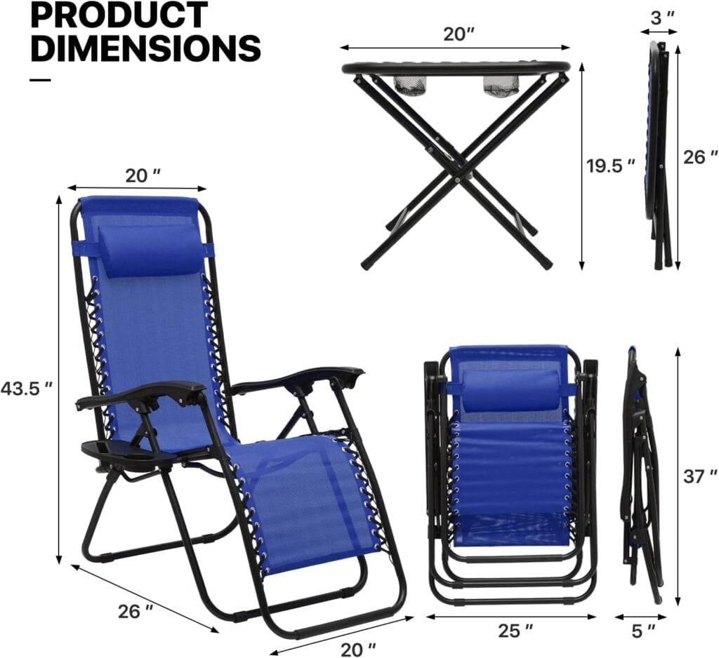 MoNiBloom Comfort Lounge Chairs with Headrest and Cup Holder Patio Lawn Chair Outdoor Recliner for Deck, Patio, Beach, Yard, Set of 2, 330lbs Capacity, Cream