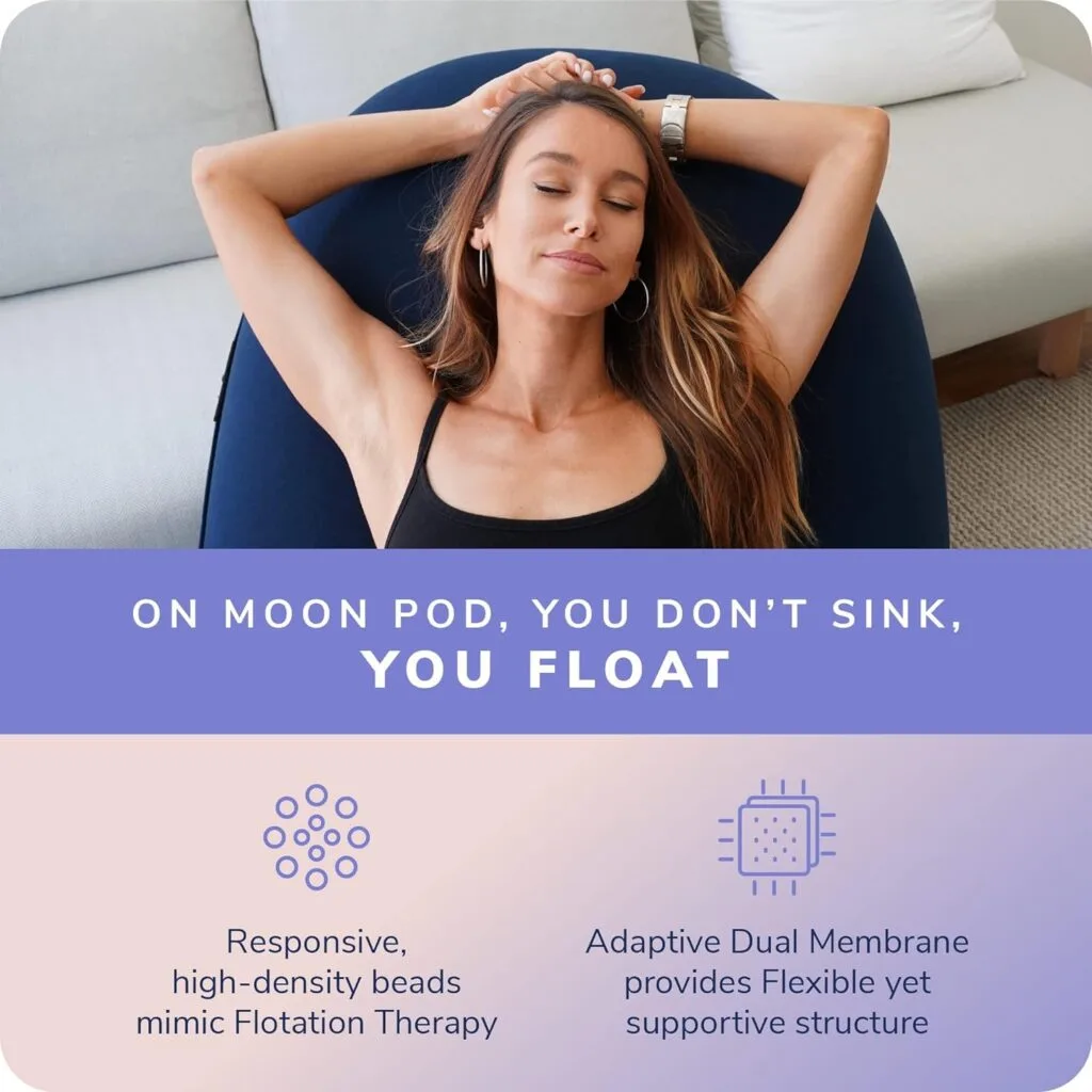 Moon Pod Bean Bag Chairs for Adults, Charcoal – The Zero-Gravity Beanbag Chair for Stress, Comfort  All Day Deep Relaxation – Ultra Soft Ergonomic Support for Back  Neck – for The Whole Family