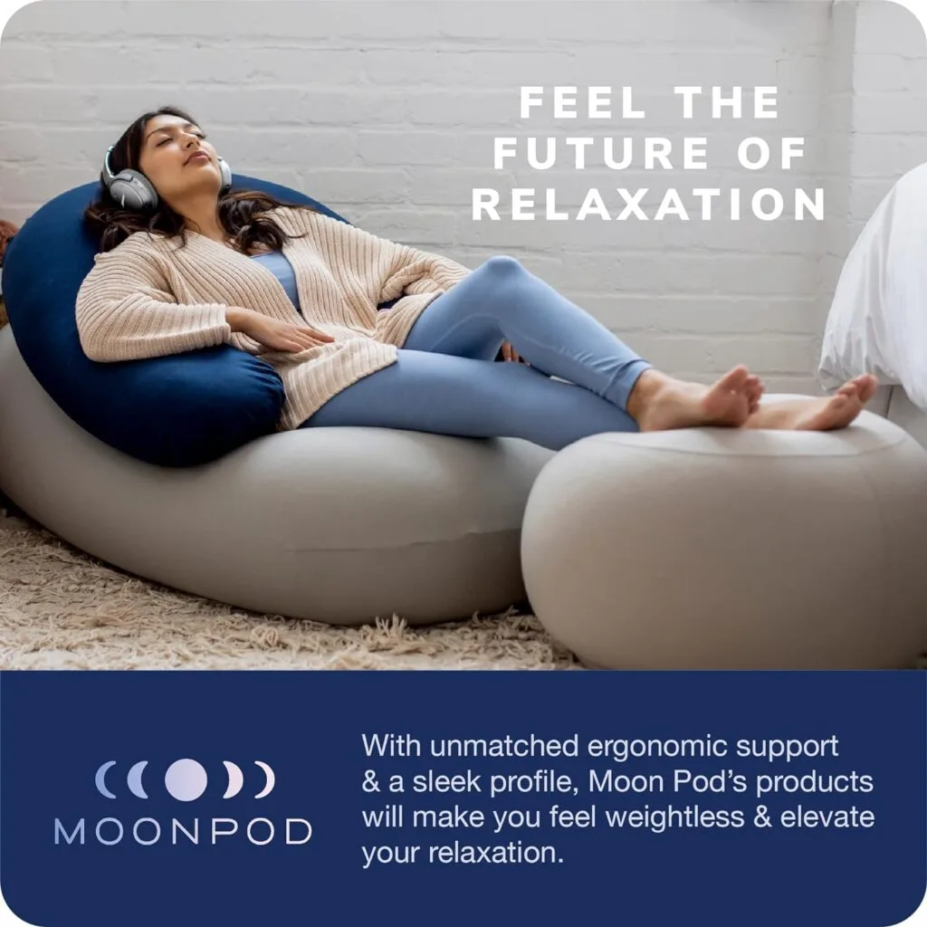 Moon Pod Bean Bag Chairs for Adults, Charcoal – The Zero-Gravity Beanbag Chair for Stress, Comfort  All Day Deep Relaxation – Ultra Soft Ergonomic Support for Back  Neck – for The Whole Family