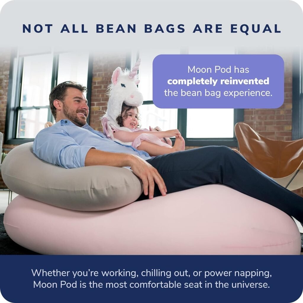 Moon Pod Bean Bag Chairs for Adults, Gray – The Zero-Gravity Beanbag Chair for Stress, Comfort  All Day Deep Relaxation – Ultra Soft Ergonomic Support for Back  Neck – for The Whole Family