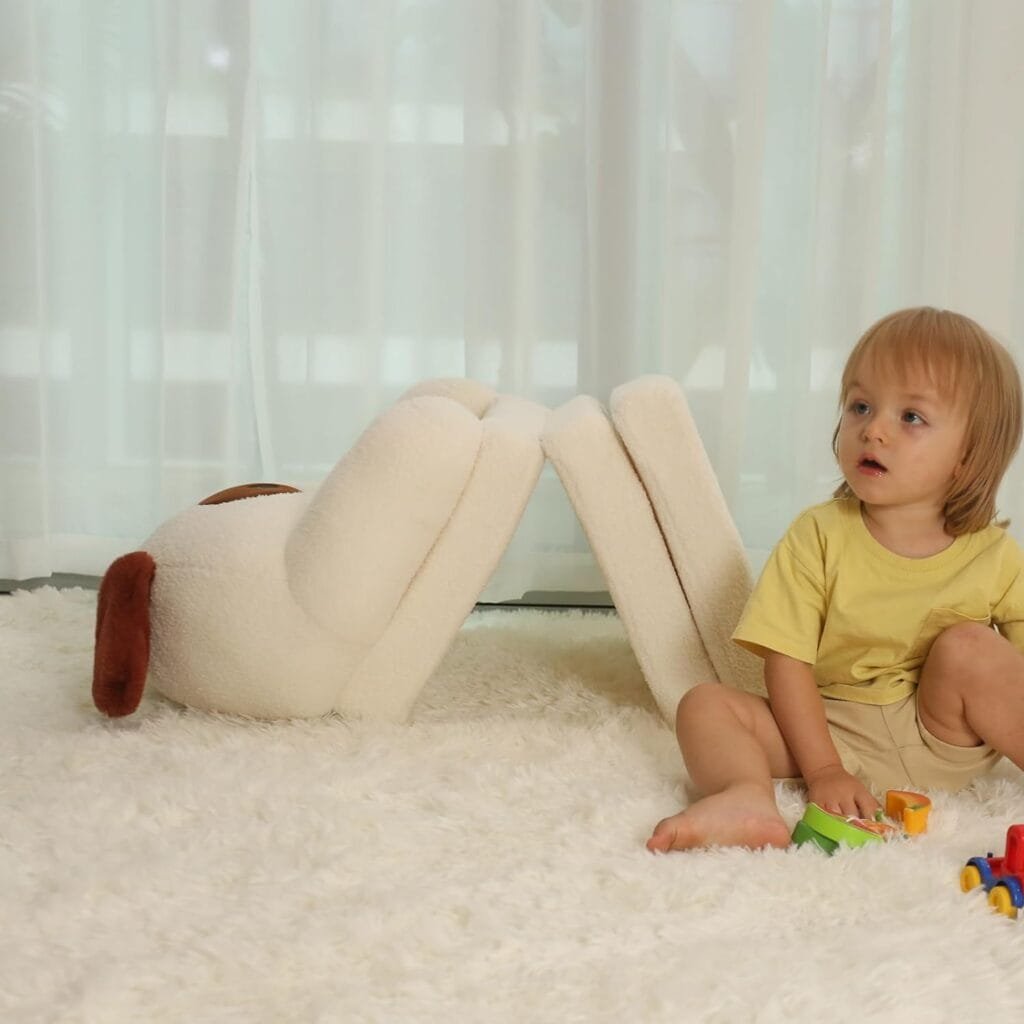 MOONBEEKI Comfy Toddler Chair, Kids Couch Fold Out to Lounger, Foldable Baby Sofa Plush for Girl and Boy Age 1-3 (Black and Cream Dog)