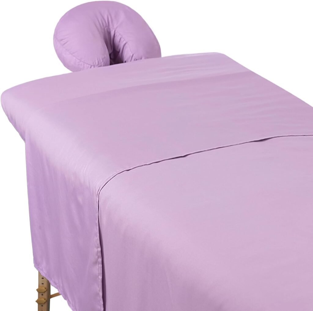 MRJ Microfiber Massage Sheet Set of 3 Pcs,for Massage Tables,Includes Massage Table Cover, Massage Fitted Sheet,and Massage Face Rest Cover,Lavender