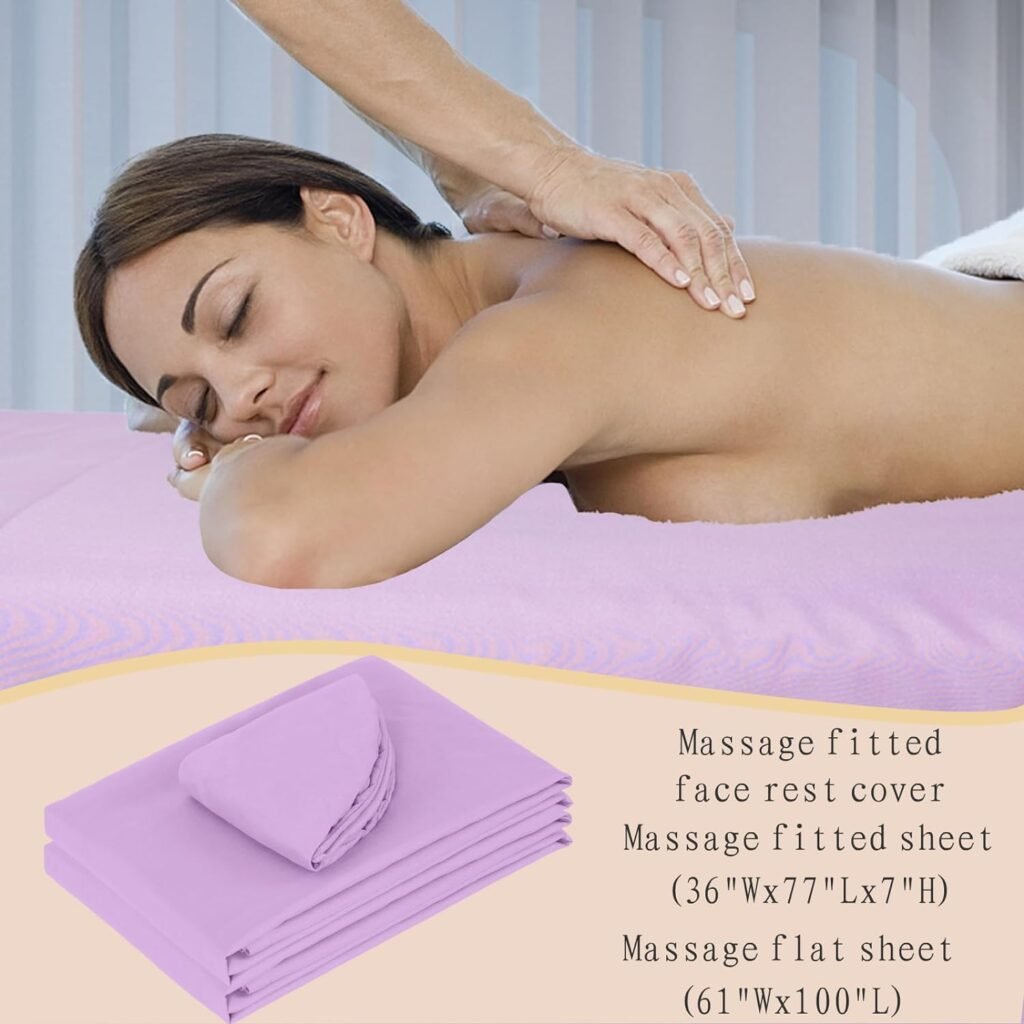 MRJ Microfiber Massage Sheet Set of 3 Pcs,for Massage Tables,Includes Massage Table Cover, Massage Fitted Sheet,and Massage Face Rest Cover,Lavender