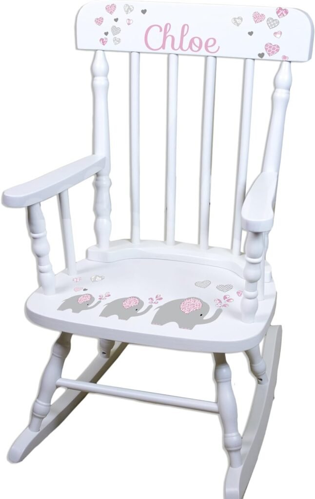 MyBambino Childrens Personalized Pink Elaphant Rocking Chair