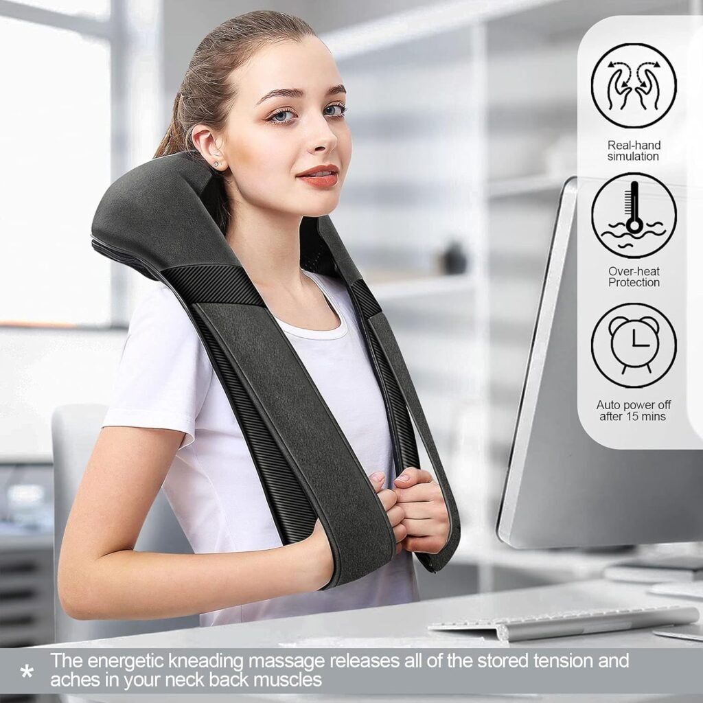 Neck Massager, Shiatsu Back Neck Massager with Heat, Electric Back Massager, Neck Massager Pillow for Neck, Back, Shoulder, Foot, Leg, Muscle Pain Relief, Shoulder Massager Birthday Gifts