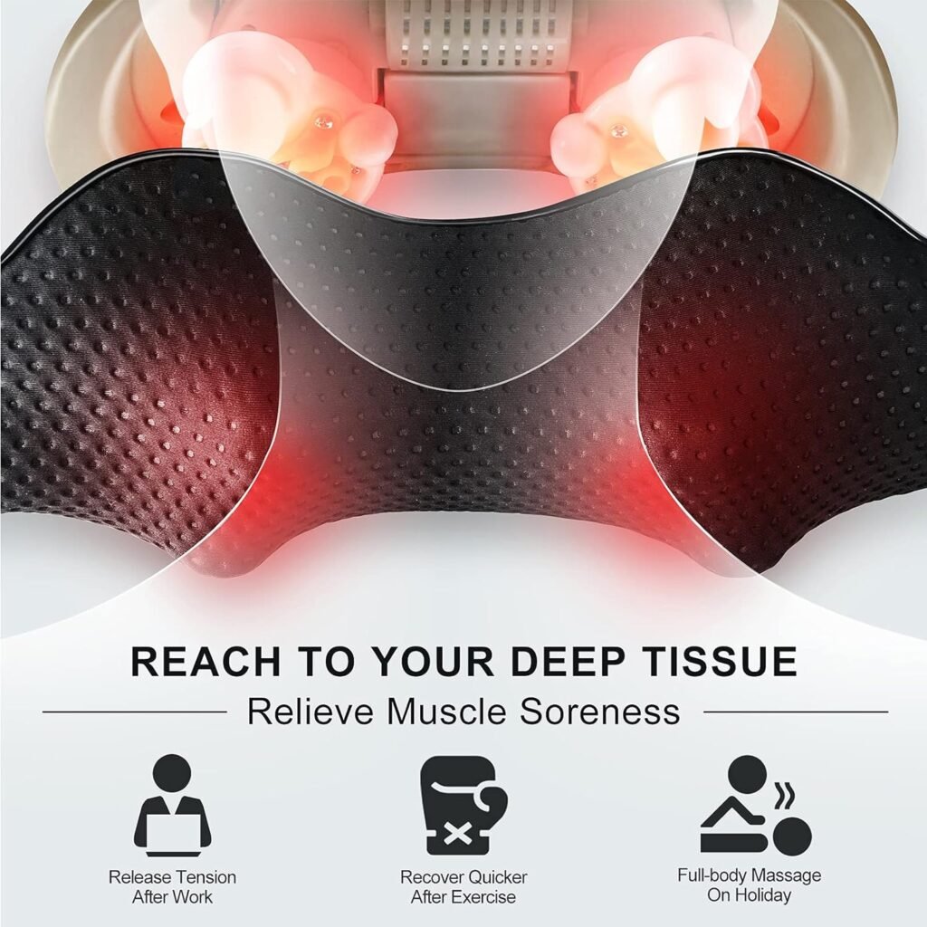 Neck Massager, Shiatsu Back Neck Massager with Heat, Electric Back Massager, Neck Massager Pillow for Neck, Back, Shoulder, Foot, Leg, Muscle Pain Relief, Shoulder Massager Birthday Gifts