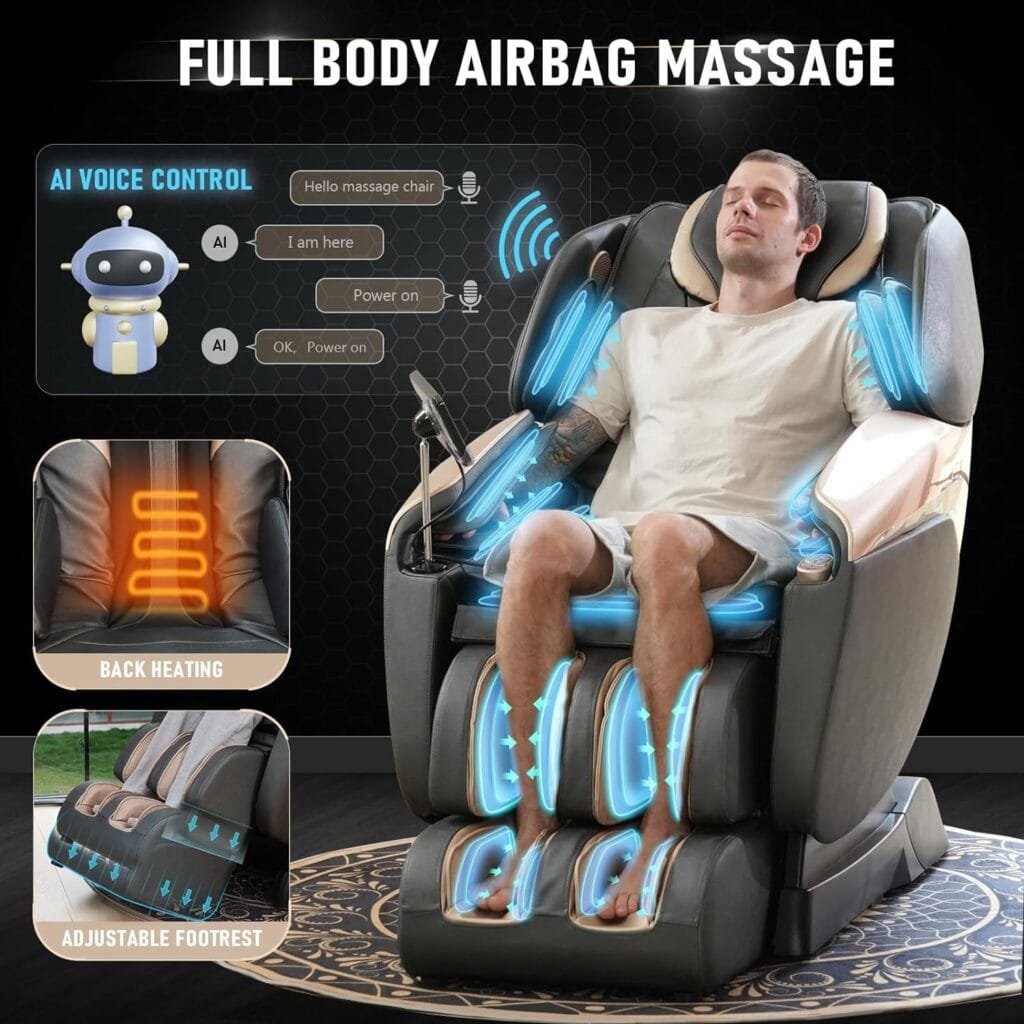 Notired Massage Chair Full Body, 2023 4D SL-Track Zero Gravity Massage Chair Shiatsu Recliner with Mat, 9 Pre-Set Auto-Programmed, Body Scan, Airbag Massage, Bluetooth Speaker