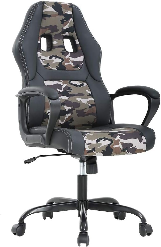 Office Chair PC Gaming Chair Cheap Desk Chair Ergonomic PU Leather Executive Computer Chair Lumbar Support for Women, Men (Camo)