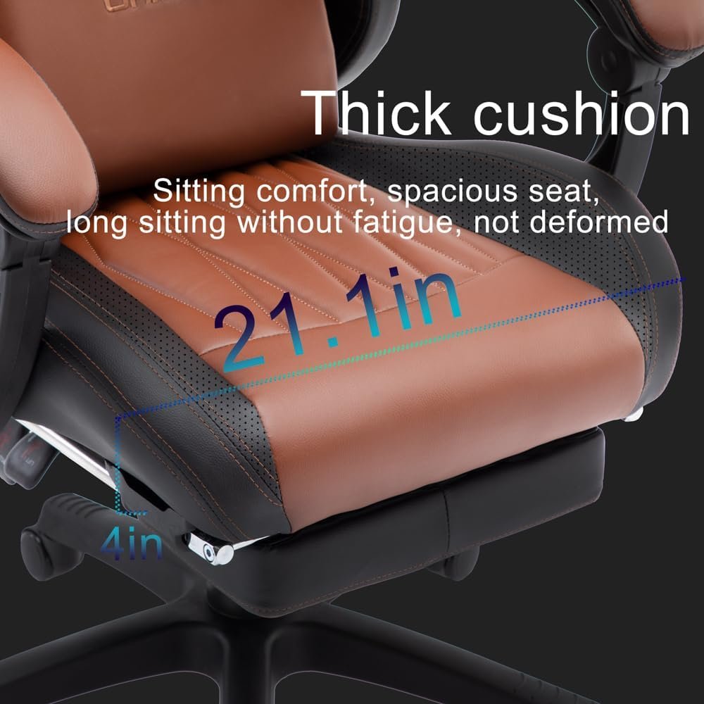 OHAHO Gaming Chair, Office Chair High Back Computer Chair Leather Desk Chair Racing Executive Ergonomic Adjustable Swivel Task Chair with Headrest and Lumbar Support (Tan)