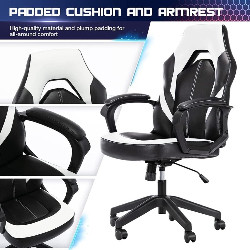 OLIXIS Ergonomic Design Rocking Mode Gaming Chair, White