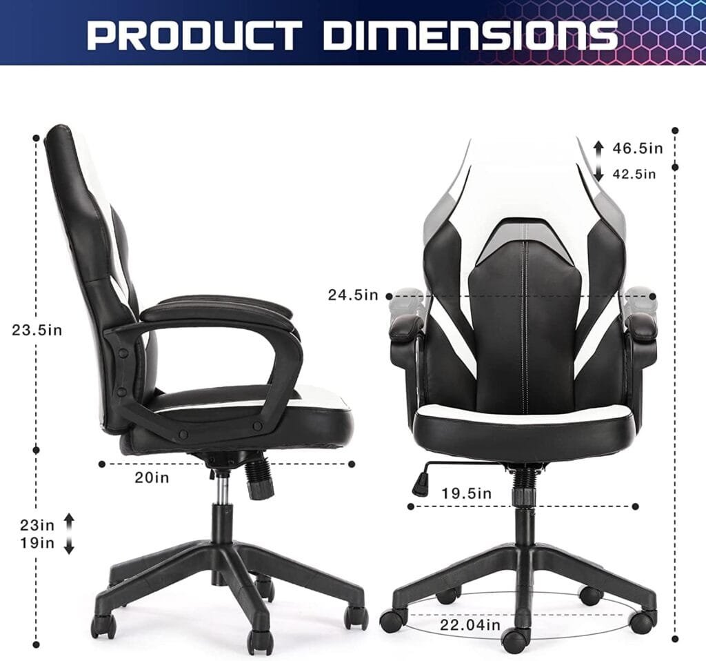 OLIXIS Ergonomic Design Rocking Mode Gaming Chair, White