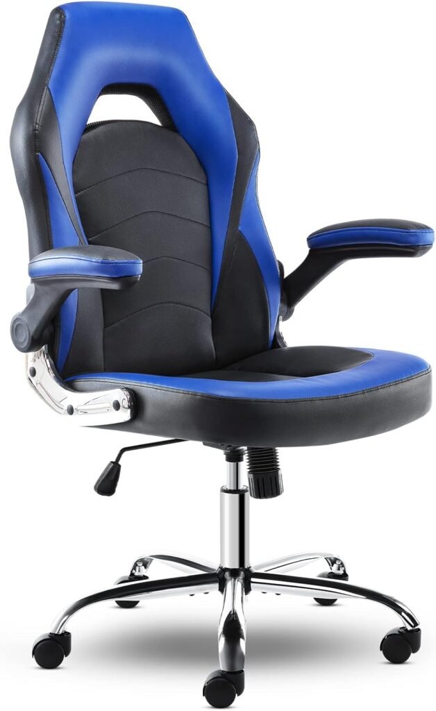 OLIXIS Task Office Desk Chair with Flip-up Armrests and Lumbar Support for Working, Studying, Gaming, Dark Blue