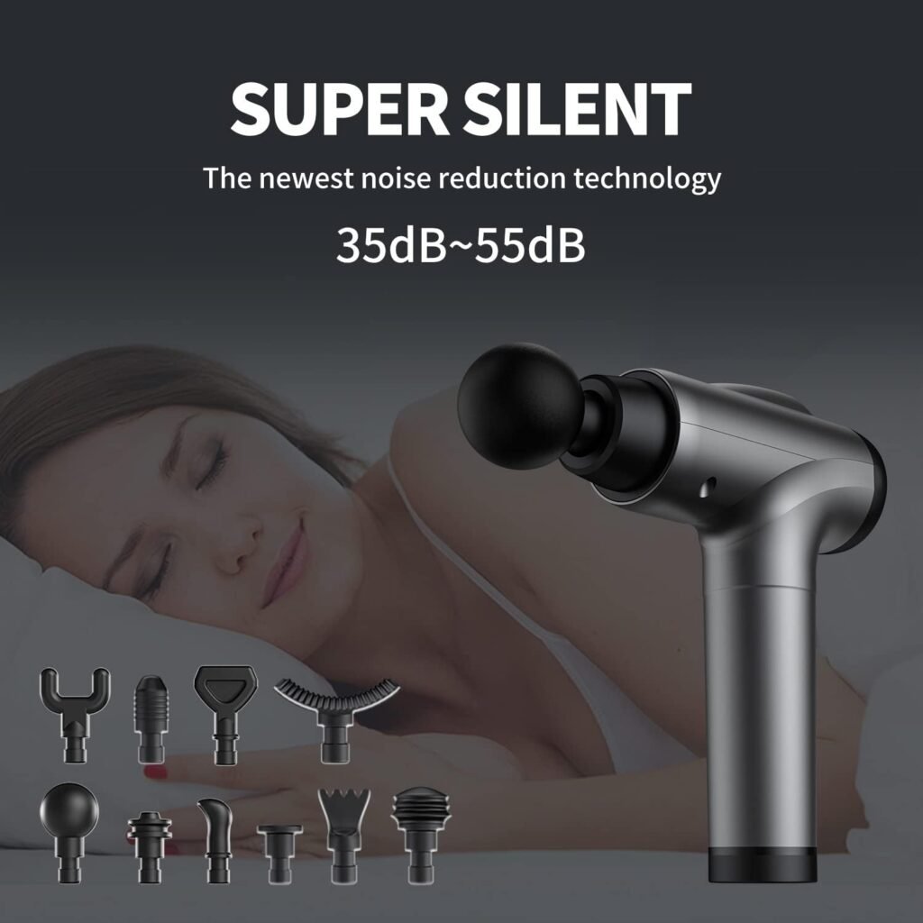 OLsky Massage Gun Deep Tissue, Handheld Electric Muscle Massager, High Intensity Percussion Massage Device for Pain Relief with 10 Attachments  30 Speed(Grey)