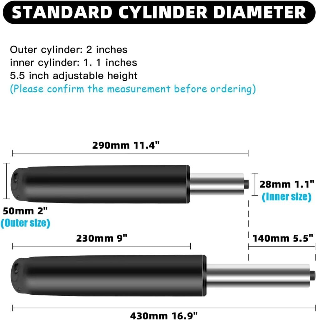 Omyoffice Office Chair Cylinder Replacement,Heavy-Duty Highest End Class 4 Hydraulic Pneumatic Piston, Universal Size Fits Most Chairs