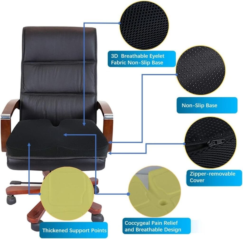 ORIAPT seat Cushions for Office Chairs Memory Foam Seat Pillow Coccyx Pad Comfort for Office Chair, Gaming Chairs, Car Seats, Wheelchairs.