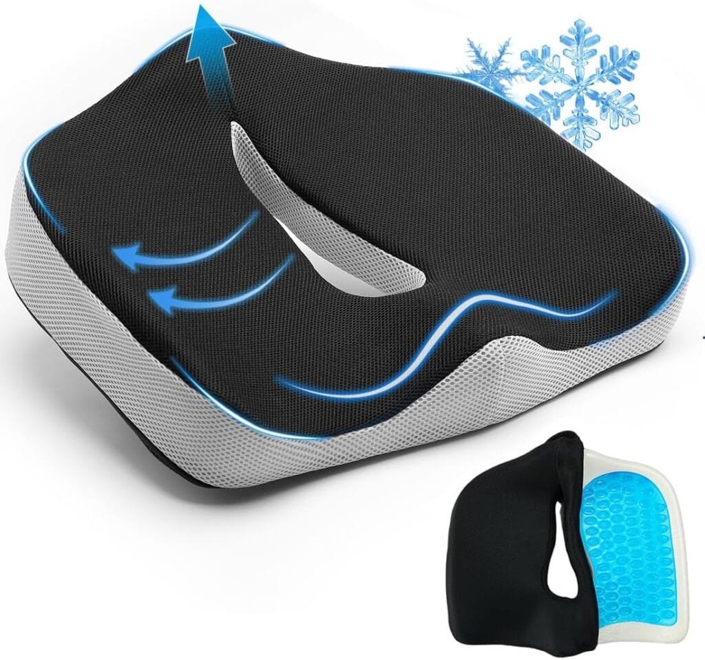 Orthopedic Coccyx Pad Memory Foam Seat Cushion-Pain Relief for Back Tailbone  Hemorrhoids,Gel Enhanced Chair Cushion with Cover for Paralysis,Sedentary,Car,Wheelchair,Sciatica Bed Elderly Bedsore