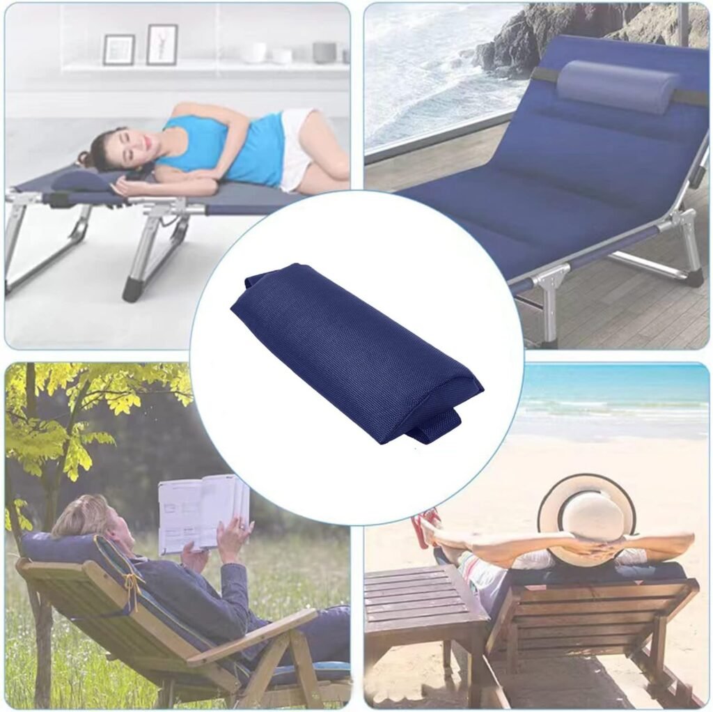 Ostlttyn Zero Gravity Chair Pillow Replacement, Soft Zeor Gravity Chair Cushion with Elastic Band, Durable Headrest Pillow for Patio Chair Recliner Gravity Chair Folding Lounge Chair, Blue