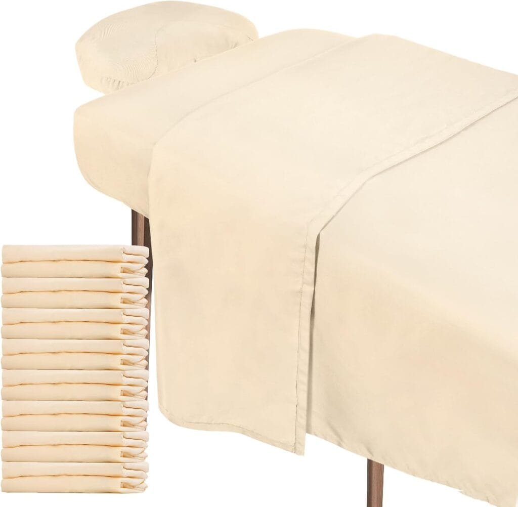 Oudain 8 Sets Soft Microfiber Massage Table Sheets Set 3 Piece Set Includes Massage Table Cover Massage Fitted Sheet and Massage Face Rest Cover for Massage Room (Natural)