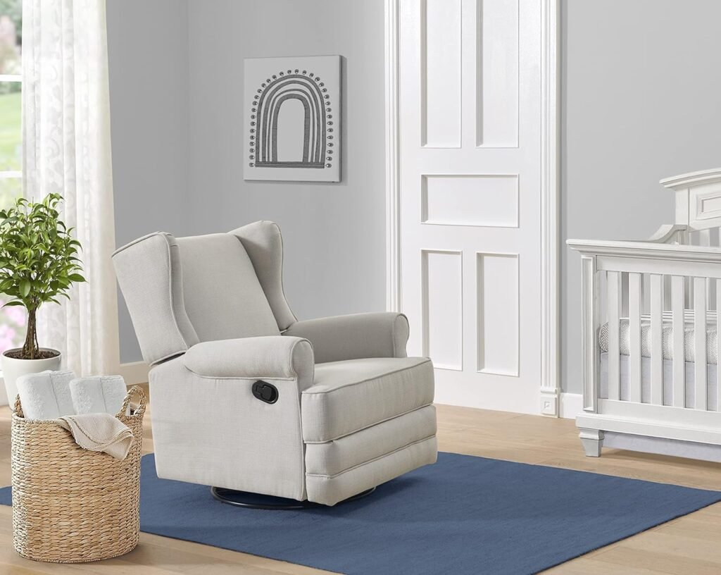 Oxford Baby Teegan Upholstered Swivel Glider  Recliner Nursery Chair, Sand