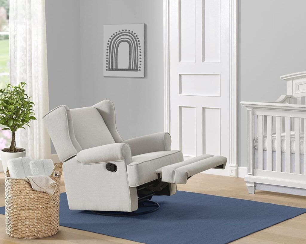 Oxford Baby Teegan Upholstered Swivel Glider  Recliner Nursery Chair, Sand