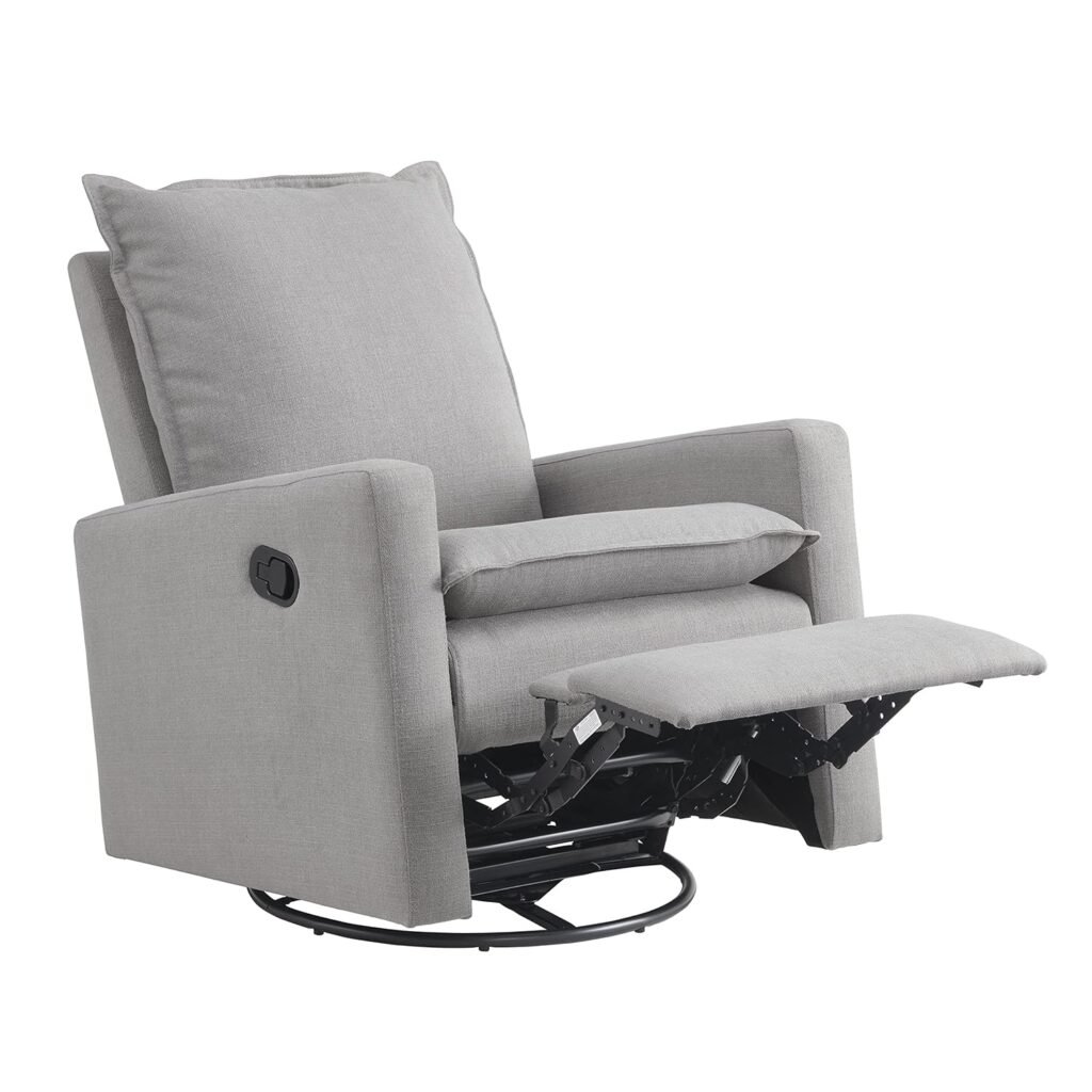 Oxford Baby Uptown Upholstered Swivel Glider and Recliner Nursery Chair, Boucle White