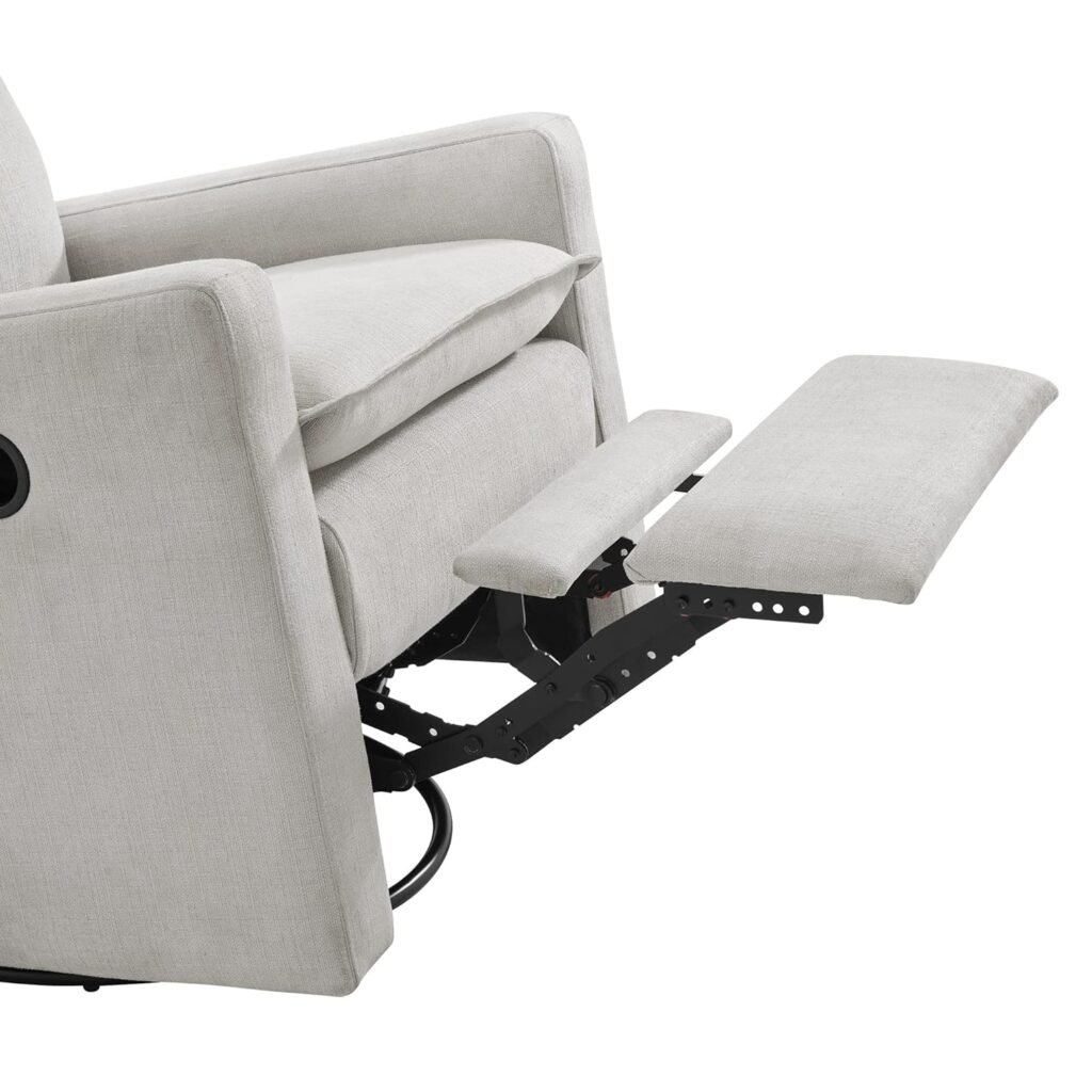 Oxford Baby Uptown Upholstered Swivel Glider and Recliner Nursery Chair, Boucle White