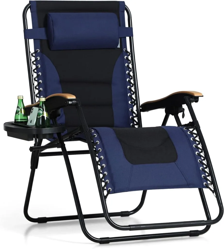 PHI VILLA Oversize XL Padded Zero Gravity Lounge Chair Wide Armrest Adjustable Recliner with Cup Holder, Support 400 LBS (Blue) PHI VILLA Oversize XL Padded Zero Gravity Lounge Chair Wide Armrest Adjustable Recliner with Cup Holder, Support 400 LBS (Blue)