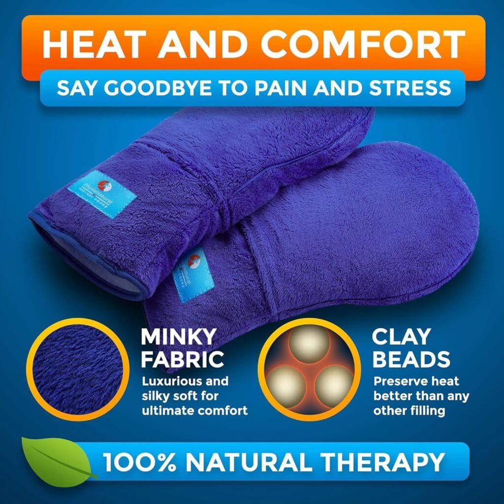 PhysioNatural Microwavable Therapy Mittens–Relief for Hands and Fingers in Cases of Stiff Joints, Arthritis, Trigger Finger, Inflammation, Raynauds, Carpal Tunnel–Heated Hands Mitts Warmers–Scented Gloves