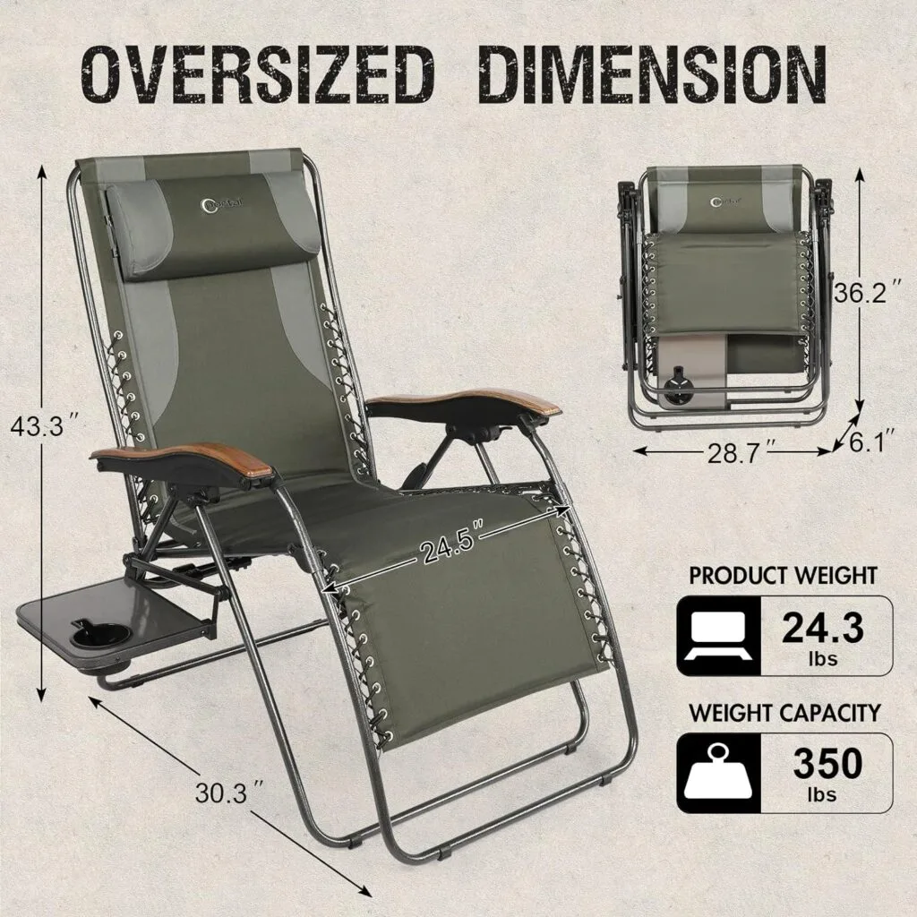 PORTAL Zero Gravity Oversized, Folding Reclining Patio, Full Padded Outdoor Foldable Lounge Chair with Adjustable Headrest, Support 350 LBS, Blue PORTAL Zero Gravity Oversized, Folding Reclining Patio, Full Padded Outdoor Foldable Lounge Chair with Adjustable Headrest, Support 350 LBS, Blue
