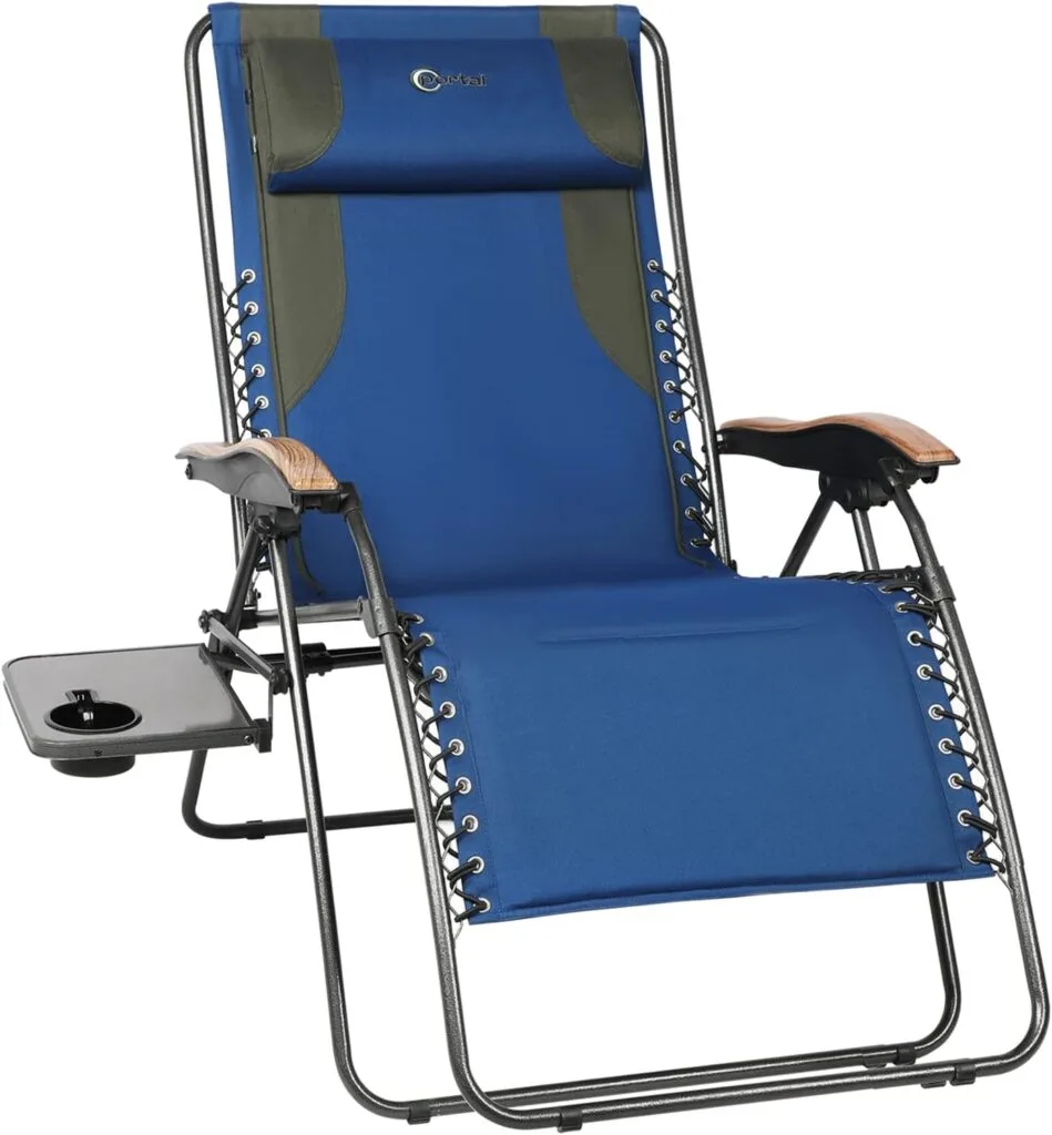 PORTAL Zero Gravity Oversized, Folding Reclining Patio, Full Padded Outdoor Foldable Lounge Chair with Adjustable Headrest, Support 350 LBS, Blue PORTAL Zero Gravity Oversized, Folding Reclining Patio, Full Padded Outdoor Foldable Lounge Chair with Adjustable Headrest, Support 350 LBS, Blue