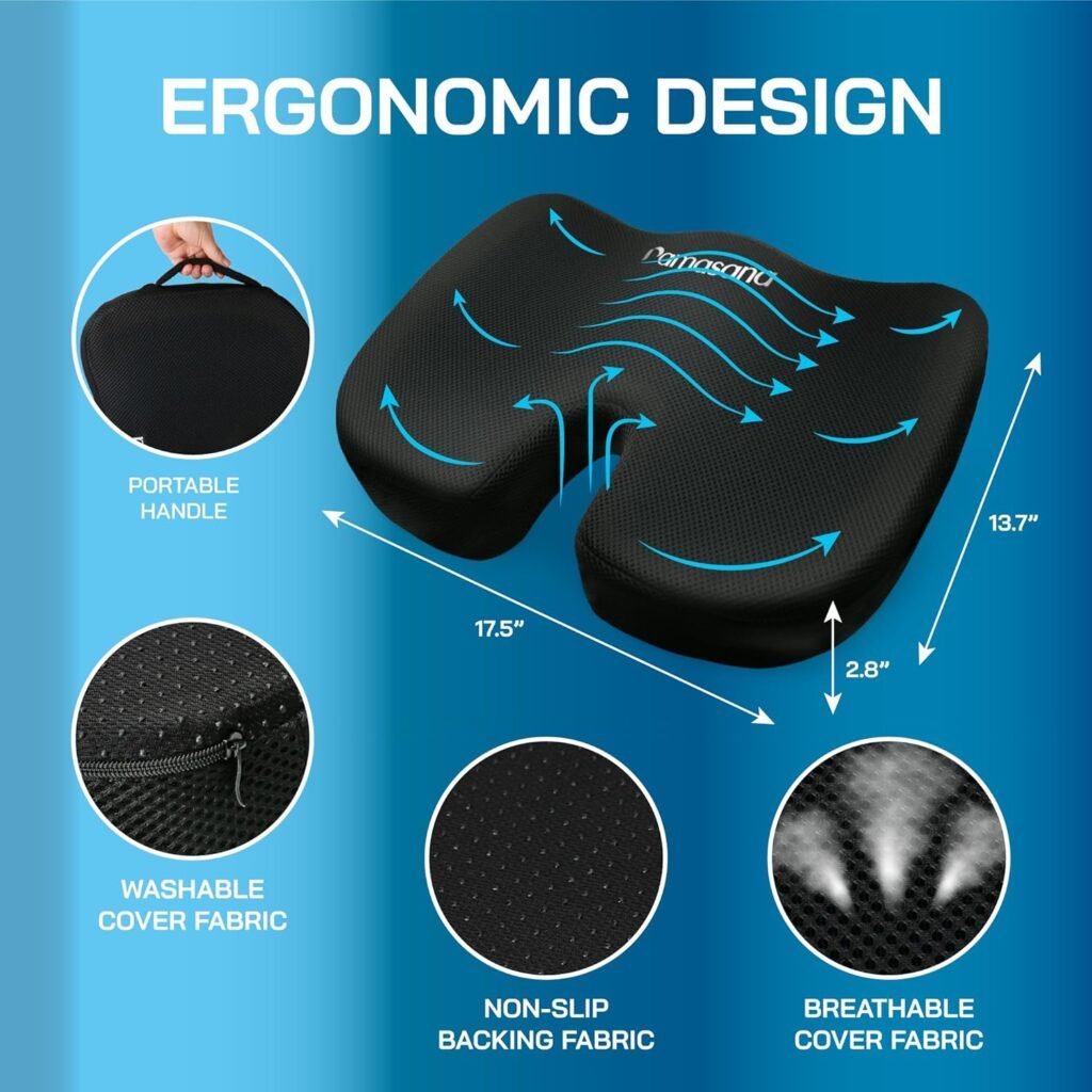 Pressure Relief Seat Cushion, Seat Cushions for Office Chairs, Car Seat Cushions for Driving, Tailbone Pain Relief Cushion, Gel Seat Cushion, Desk Chair Cushion, Seat Cushion for Car Seat Driver